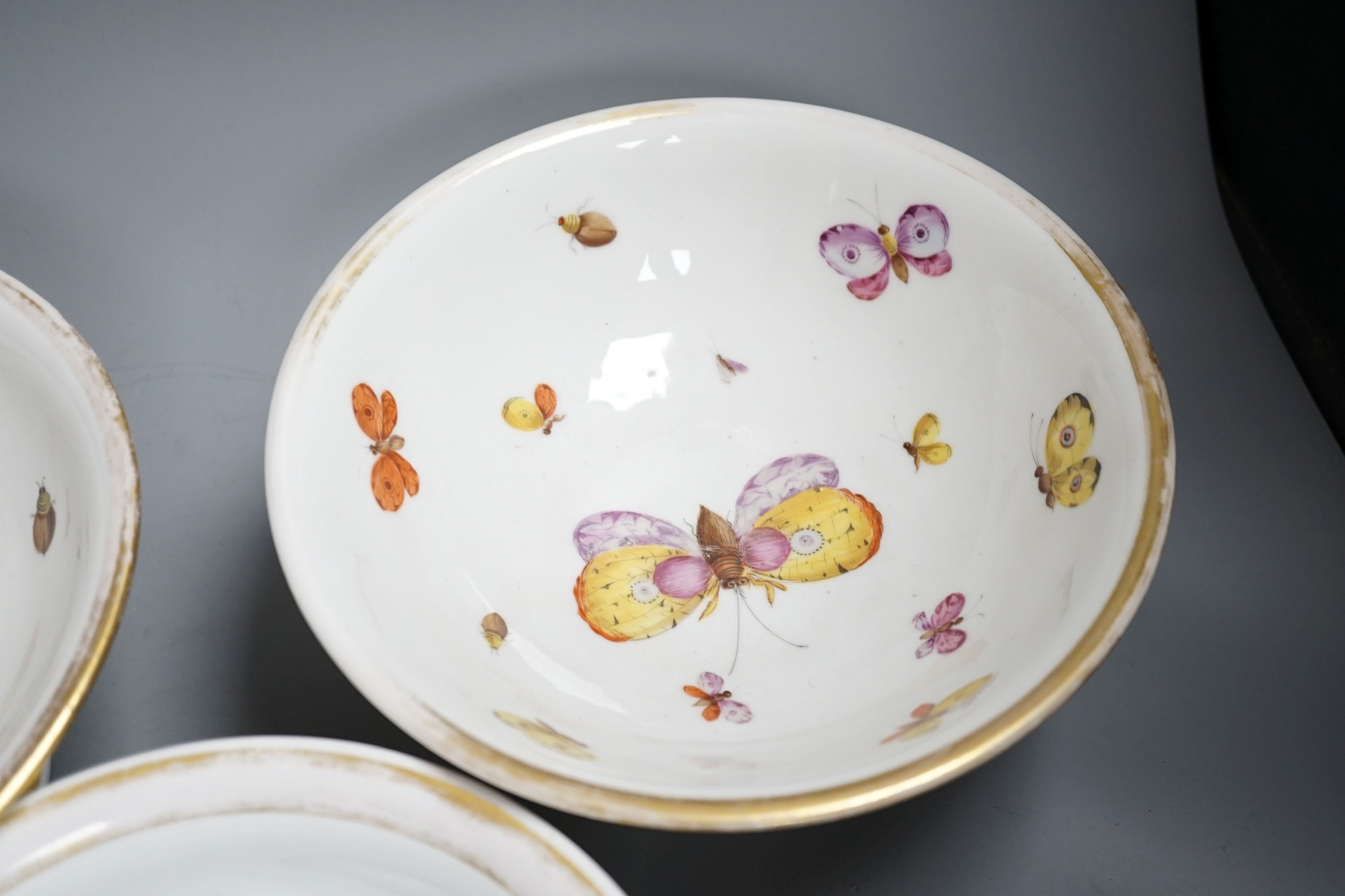 A pair of mid 19th century Paris porcelain ‘butterfly’ comports and similar example (3)